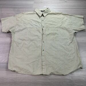 Dee Cee Shirt Mens 2XL Green Tan Striped Western Button Front Made USA